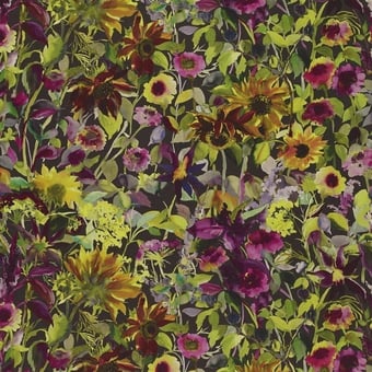 Indian Sunflower Fabric Graphite Designers Guild