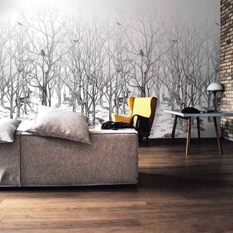 Papel pintado mural panorámico Forêt enchantée Gris Isidore Leroy