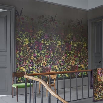 Indian Sunflower Graphite Panel Multicolore Designers Guild