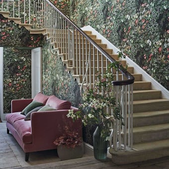 Woodland Wallpaper Corail/Olive Cole and Son