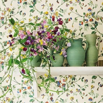 Sweet Pea Wallpaper Ocre/Rose Cole and Son