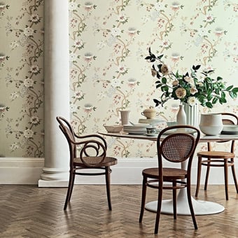 Camellia Wallpaper Corail/Vert Cole and Son