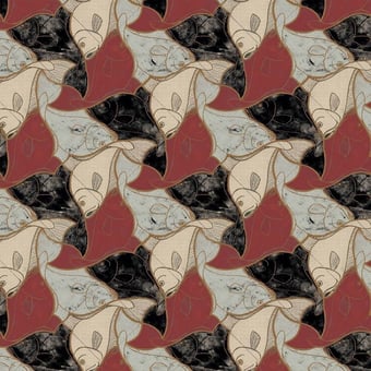 Carta da parati Fish Red/Nero M.C. Escher