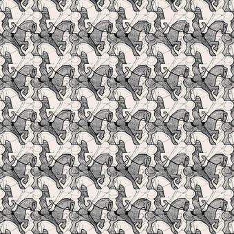 Horseman Wallpaper Red M.C. Escher