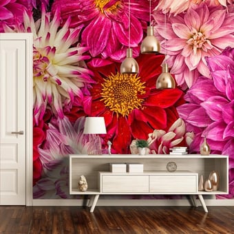 Papel pintado mural panorámico Pink Delight Dahlias Pink delight Curious Collections