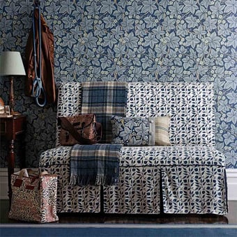Tissu Rosehip Indigo Morris and Co