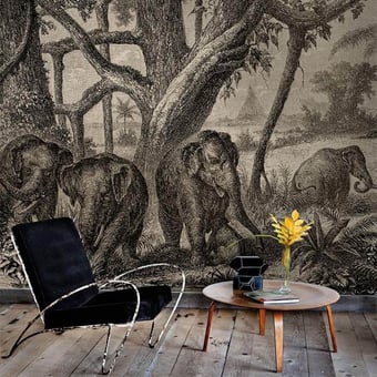 Papier peint panoramique Elephants Brown Coordonné