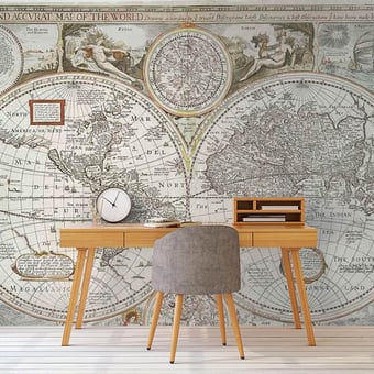 Historical Map Panel Multi-coloured Coordonné