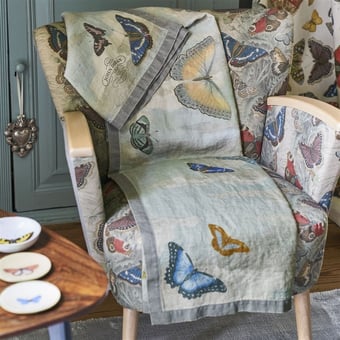 Mirrored Butterflies Sky Throw Bleu John Derian