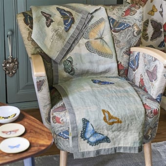Plaid Mirrored Butterflies Sky Bleu John Derian