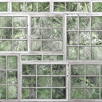 Papel pintado mural panorámico Perspective Jardin Green Rebel Walls