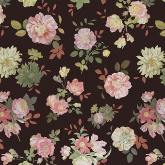 Panoramatapete Vintage Flowers Large Black Eijffinger