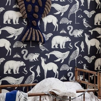 Animals Wallpaper Dark blue Ferm Living