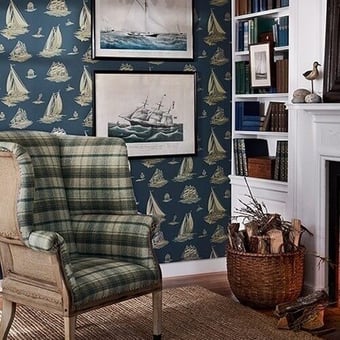Carta da parati Down Easter Boats Fog Ralph Lauren