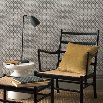 Boxwood Trellis Wallpaper Indigo GP & J Baker