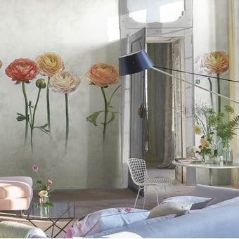 Papel pintado mural panorámico Tourangelle Scene 1 Peony Designers Guild
