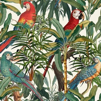 Parrots of Brasil Fabric Green/Orange/Anthracite Mindthegap