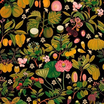 Asian Fruits and Flowers Panel Anthracite Mindthegap
