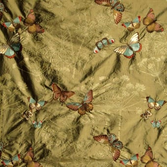 Papillons en Liberté Embroidered Silk Beige Nobilis