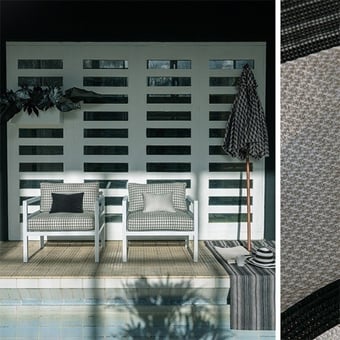 Outdoor Plaid Fabric Jet Black Kirkby