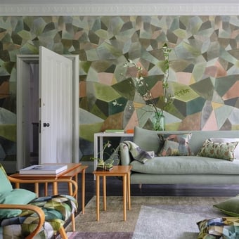 Papel pintado mural panorámico Geo Moderne Jade Designers Guild