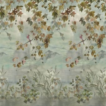 Papel pintado mural panorámico Miyako Scene 2 Dove Designers Guild