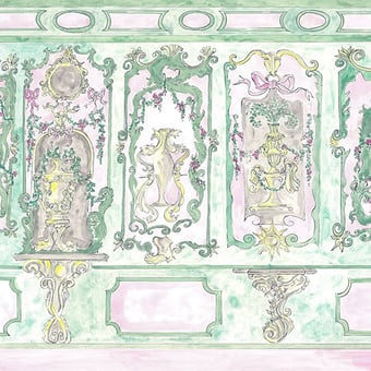 Papel pintado mural panorámico Suite Ducale Vert Vert Les Dominotiers