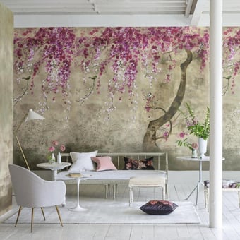 Papel pintado mural panorámico Shinsha Blossom Scene 2 Rose Designers Guild