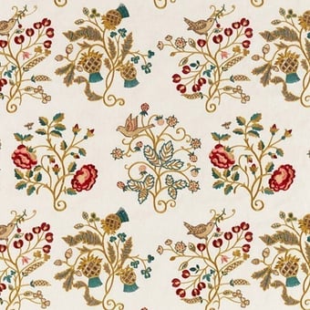 Stoff Newill Embroidery Antique/Carmine Morris and Co