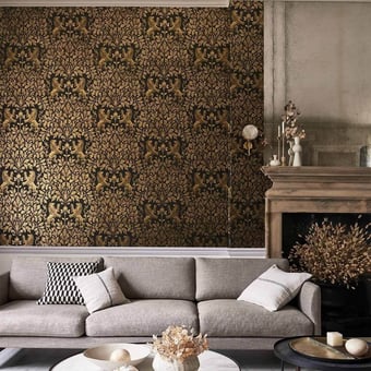 Boscobel Oak Wallpaper Metallic Antique Cole and Son