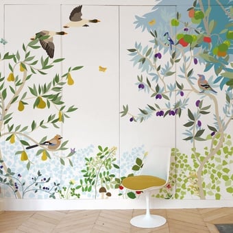 Carta da parati murale Verger 150x330 cm - 3 lés - Partie A Little Cabari