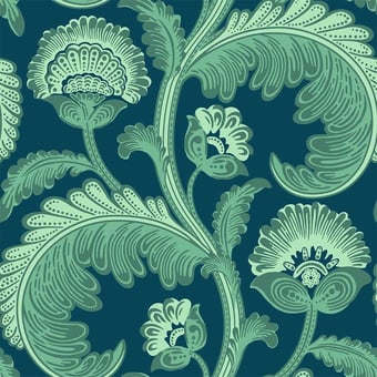Fanfare Flock Wallpaper Duck egg Cole and Son