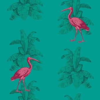 Papel pintado mural panorámico L'Ibis Turquoise Maison Images d'Epinal