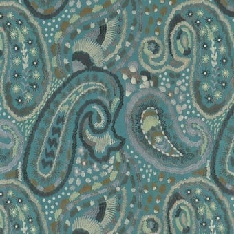 Uchiwa  Fabric Teal Designers Guild