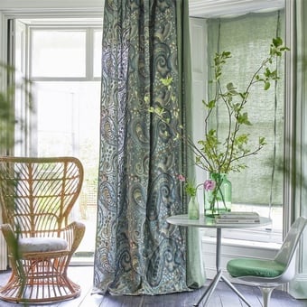 Uchiwa  Fabric Teal Designers Guild