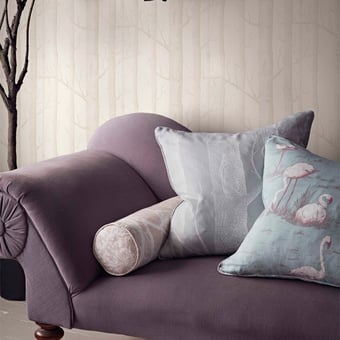 Flamingos Fabric White & Fuchsia on Seafoam Cole and Son