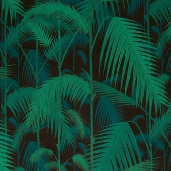 Palm Jungle Linen Fabric Hyacinth on White Cole and Son