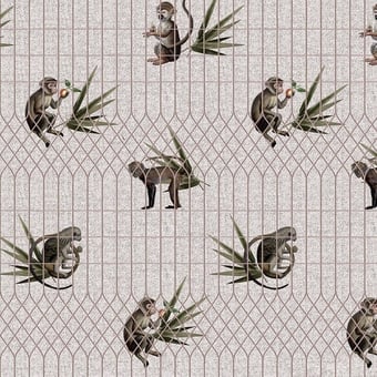 Carta da parati murale Ancient Nature Monkeys Biege Texturae