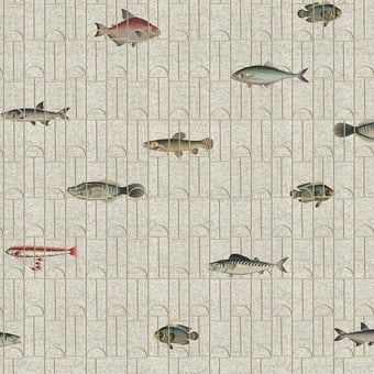 Carta da parati murale Ancient Nature Fish Taupe Texturae