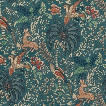 Fantasia Fabric Teal Mulberry