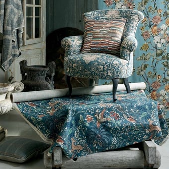 Fantasia Fabric Teal Mulberry