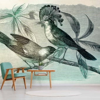 Vintage Birds 1 Panel Green Walls by Patel