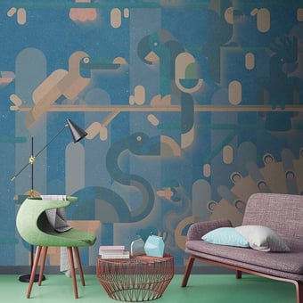 Flamingo Panel Blue Walls by Patel