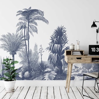 Papel pintado mural panorámico Aloes Bleu Les Dominotiers