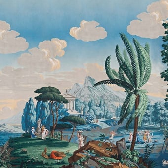 Carta da parati murale Paysage de Télémaque dans l'île de Calypso Monochrome Le Grand Siècle