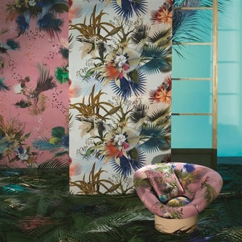 Papel pintado mural panorámico Oiseau Fleur Bourgeon Christian Lacroix