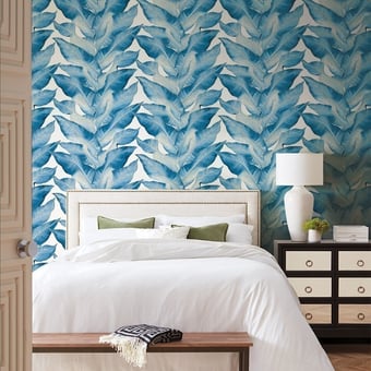 Beverly Hills Wallpaper White/Blue York Wallcoverings