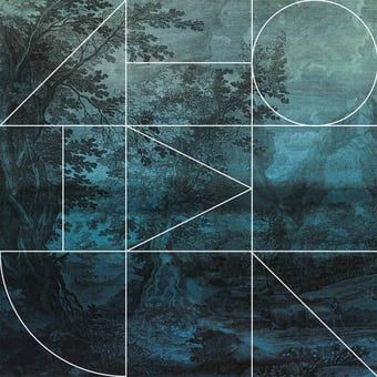 Carta da parati murale Forêt de Mien Bleu vert Quinsaï