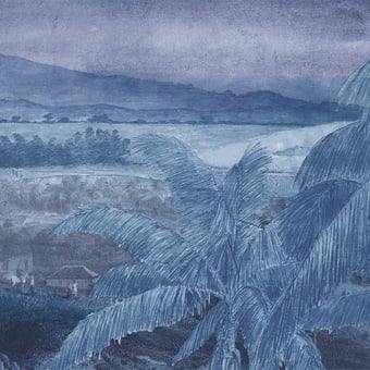 Carta da parati murale Paysage Lointain II Bleu Grise Quinsaï