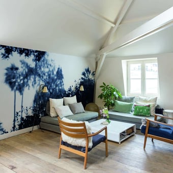 Papel pintado mural panorámico Palermo Indigo 240x280 cm - 4 tiras Bien Fait